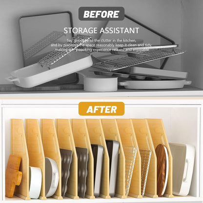 6 Pack Wood Tray Dividers Organizer For Kitchen Cabinet | Adjustable Vertical Cookie Sheet Organizer, Cabinet Dividers Organizer For Pots, Cutting Board, Pans, Lids, Baking Sheets