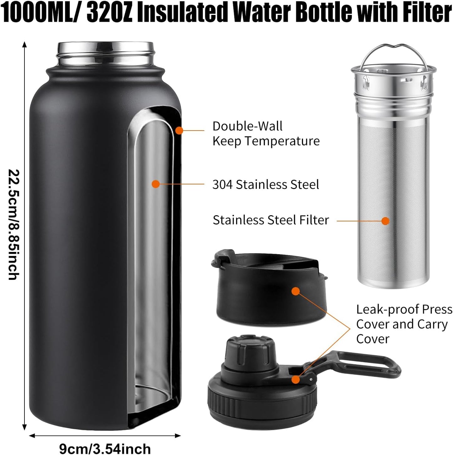 Sivaphe Infuser Travel Mug with Removable loose leaf Tea Strainer Tea Filter Water Bottle 18/8 Stainless Steel Insulated Tumbler for Women Rosegold