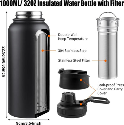 Sivaphe Infuser Travel Mug with Removable loose leaf Tea Strainer Tea Filter Water Bottle 18/8 Stainless Steel Insulated Tumbler for Women Rosegold