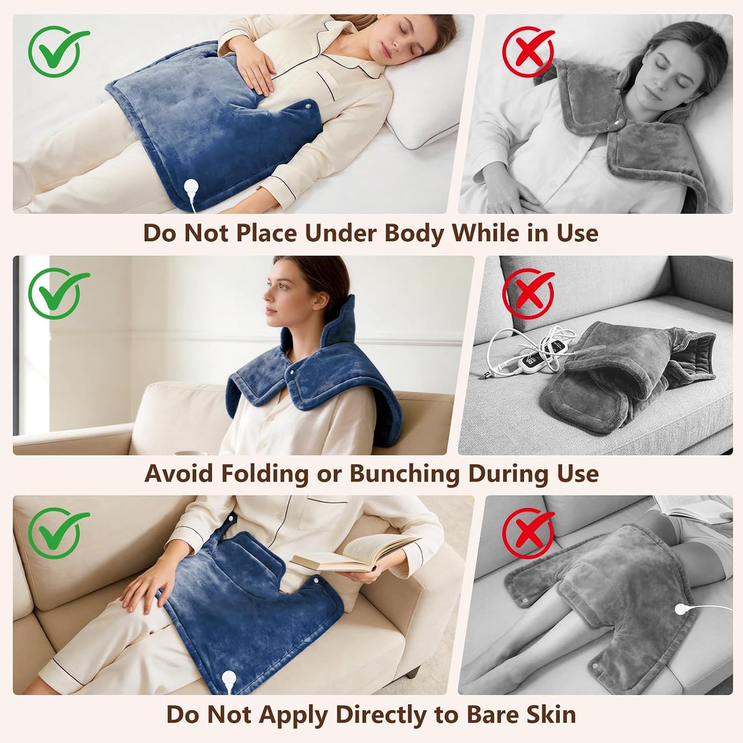 Heating Pads for Neck and Shoulders and Back, Neck Heating Pad with 6 Heat Options 4 Auto-Off Timer, Gifts for Mom Women Christmas Birthday