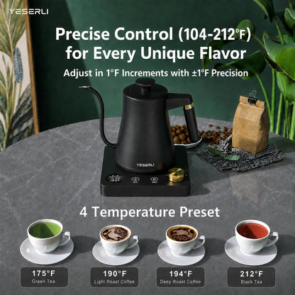 Gooseneck Electric Kettle with ±1℉ Temperature(104-212F) Control 1.0L