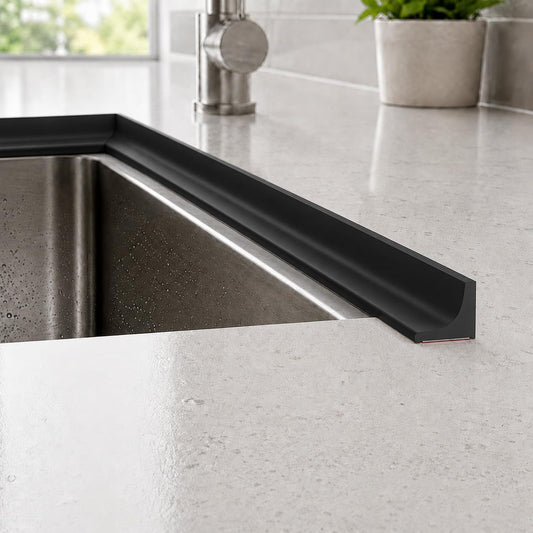 39 inch Silicone Water Guard for Kitchen Sink, Rubber Shower Threshold Splash Guard, Shower Barrier Water Strip Dam, Corner Water Retaining Dam Strip for Kitchen Sink Cooktop Bathroom Tub