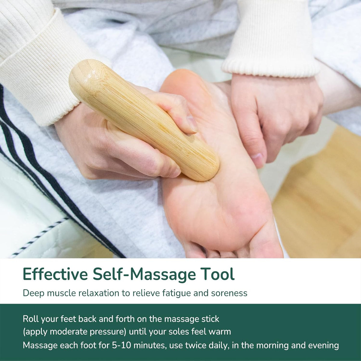 2 PCS Solid Bamboo Massage Stick Sets Warm Bamboo Therapy Massage Tools for Full Body Use at Home/Professional Massage Studio
