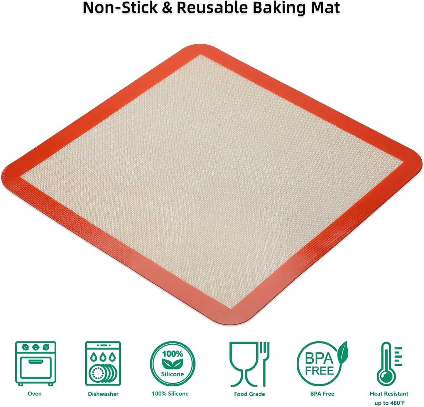 AMYONE 11x11 Silicone Baking Mat, Square Air Fryer Liner, Platinum, 2 Pack | For 11x11 Square Cake Pan/Cheesecake Pan/Toaster Oven/XL Air Fryer, Food Grade Silicone Baking Sheet Liner for Cake/Cookie
