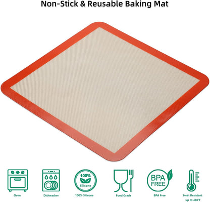 AMYONE 11x11 Silicone Baking Mat, Square Air Fryer Liner, Platinum, 2 Pack | For 11x11 Square Cake Pan/Cheesecake Pan/Toaster Oven/XL Air Fryer, Food Grade Silicone Baking Sheet Liner for Cake/Cookie
