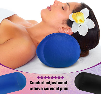 Geelin 2 Pcs Microbead Roll Pillow 11.8 x 6.3 Inch Soft Pillow Bolster Cylindrical Pillow Microbead Pillows for Sleeping Home Travel Neck Head Back Support Rest (Violet, Black)