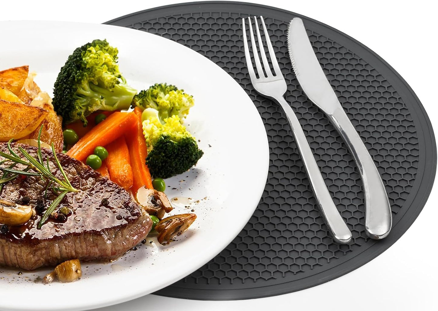 Microwave Splatter Cover & Silicone Mat, 10inch | Black, Collapsible, Vented, Reusable Food Guard & Plate Cover, Heat-Resistant Trivet for Pots, Pans, & Kitchen Counter