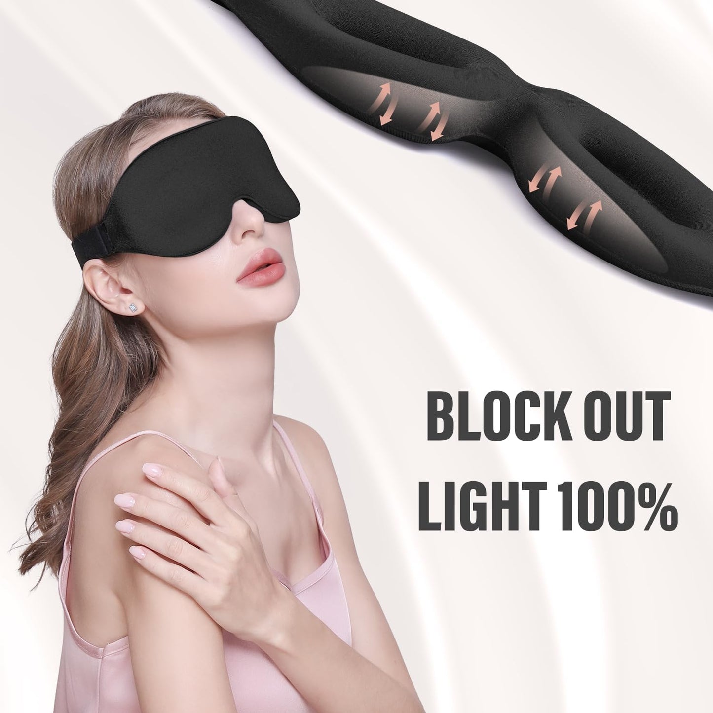YIVIEW Sleep Mask for Side Sleeper, Complete Light Blocking 3D Sleeping Eye Mask, Soft Breathable Eye Cover for Women Men, Relaxing Zero Pressure Night Blindfold | Soft Breathable Eye Cover for Women Men, 3D Sleeping Eye Mask Black, Relaxing Travel