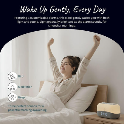 Sleep ZM White Noise Machine with 29 Sounds + 16 Colors Digital Alarm Clock & Amber Night Light for Blue Light Blocking, Gentle Wake Alarm, Sleep Timer & Memory Function for Adults & Kids