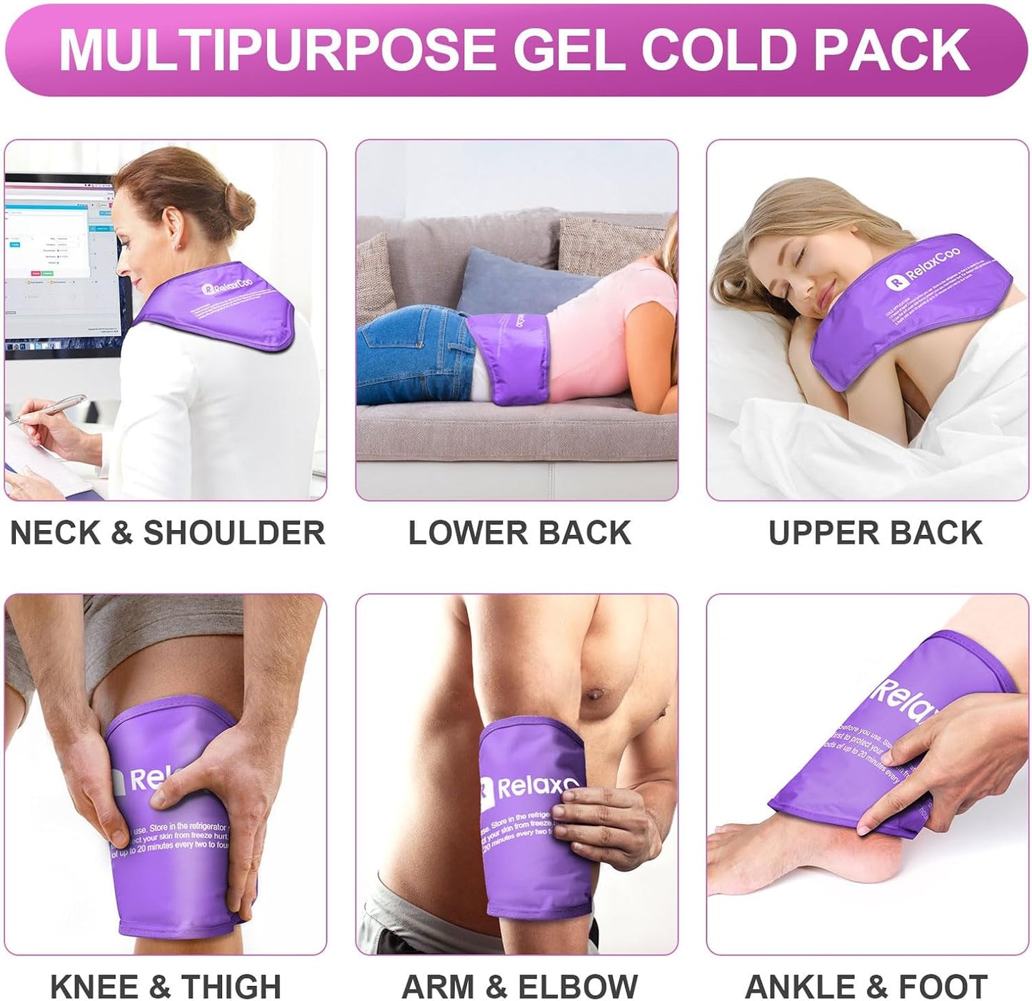 RelaxCoo Neck Ice Pack Wrap, Reusable Gel Ice Pack for Neck Shoulders, Cold Compress Therapy for Pain Relief, Injuries, Swelling, Bruises, Sprains, Inflammation and Cervical Surgery Recovery