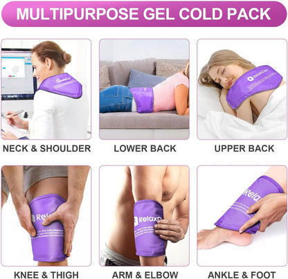 RelaxCoo Neck Ice Pack Wrap, Reusable Gel Ice Pack for Neck Shoulders, Cold Compress Therapy for Pain Relief, Injuries, Swelling, Bruises, Sprains, Inflammation and Cervical Surgery Recovery