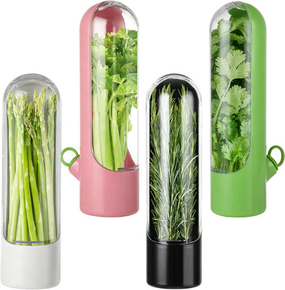 4 PCS Fresh Herb Keeper for Refrigerator, Herb Saver for Refrigerator, Cilantro Containers for Fridge, Herb Storage Containers for Cilantro Asparagus Mint Rosemary Parsley Basil for 2-3 Weeks