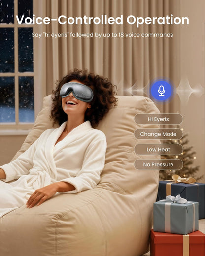 RENPHO Eyeris 3 Eye Massager with Heat and Cooling, Massaging Eye Mask | Voice Control, Vibration & Compression Massager for Dry Eyes & Head Tension, FSA Eligible HSA, Gifts for Women & Men