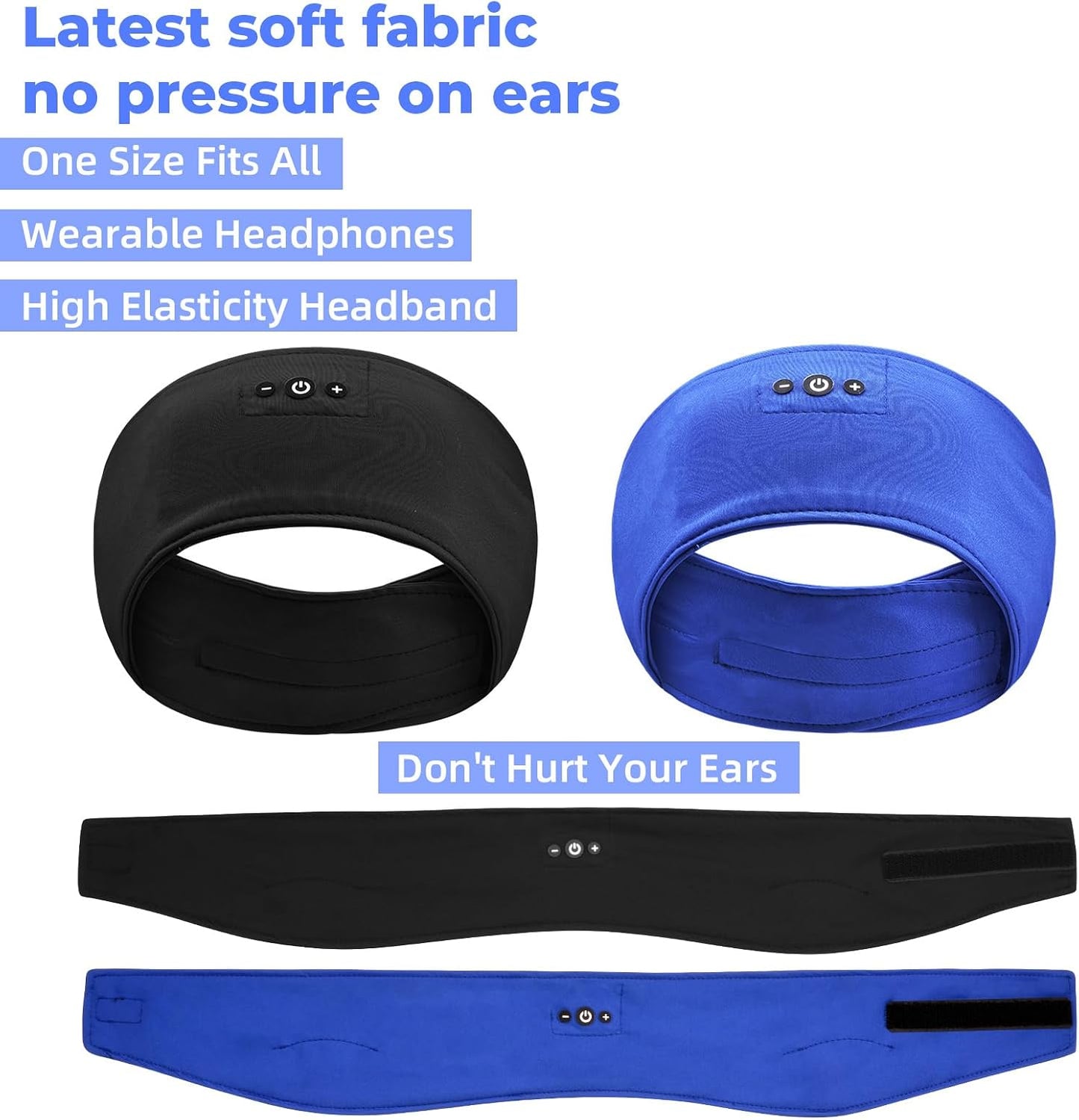 2-Pack Sleep Headphones Headband with Adjustable Hook and Loop, Bluetooth Headband Headphones for Sleeping Workout Running Yoga Gift