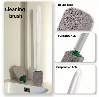 Pumice Stone Toilet Cleaning Kit with Long Handle - Effortless Hard Water Stain Remover for Toilets, Tubs & Tile - Includes 1 Handle + 3 Pumice Stones, Safe for Porcelain & Ceramic Surfaces