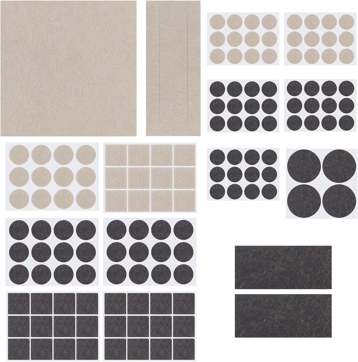 143-Piece Felt Furniture Pads, Anti-Scratch Furniture Felt Pads, Self-Adhesive Chair Leg Floor Protectors for Hardwood Floors, Brown and Beige, HOME MASTER HARDWARE
