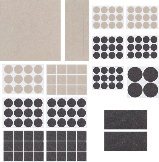 143-Piece Felt Furniture Pads, Anti-Scratch Furniture Felt Pads, Self-Adhesive Chair Leg Floor Protectors for Hardwood Floors, Brown and Beige, HOME MASTER HARDWARE