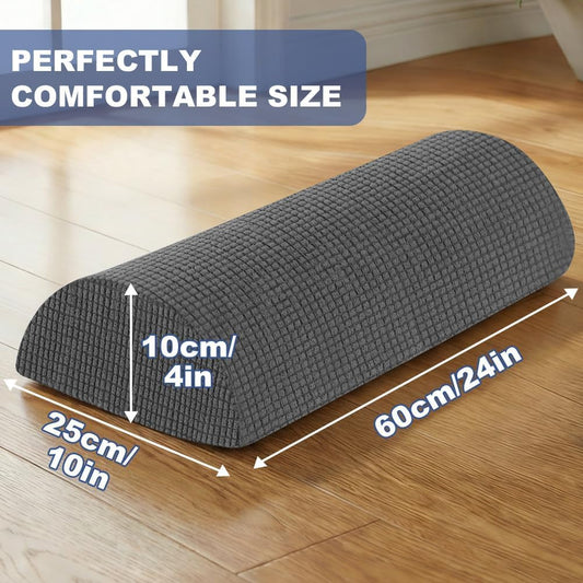 Half Moon Bolster Pillow with Straps, Knee Pillow for Back Sleeping, Under Knee Pillow for Sleeping, Relieves Pain in Legs and Knees, Machine Washable Cover, 24" X 10" X 4", Grey