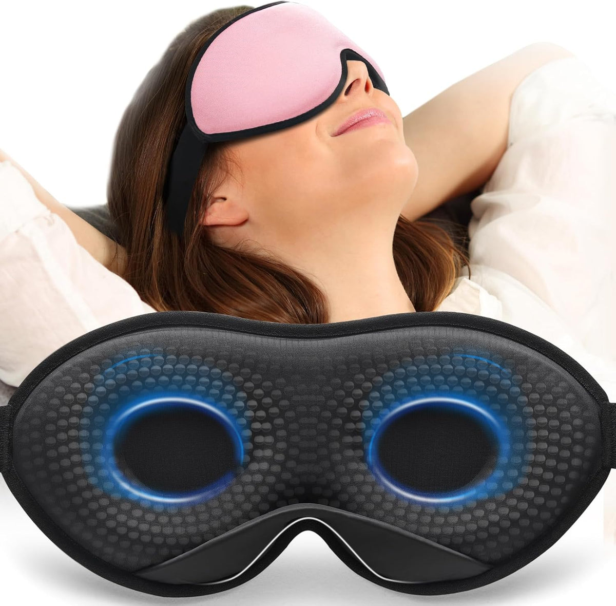 MABAO Weighted Sleep Mask, 100% Blackout Blindfold for Sleeping, Black