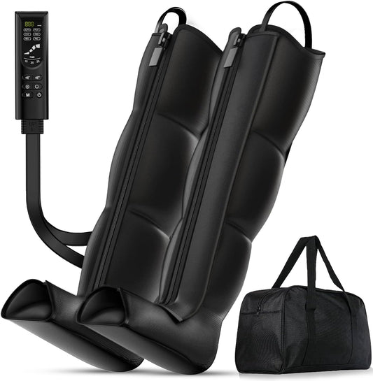 Leg Compression Boots: Full Leg Compression Massager with 6 Modes, 8 Intensities, 3 Timers – Relaxation Pressure for Muscle Soreness – FSA Eligible Gift for Mom, Dad (Black, Medium)
