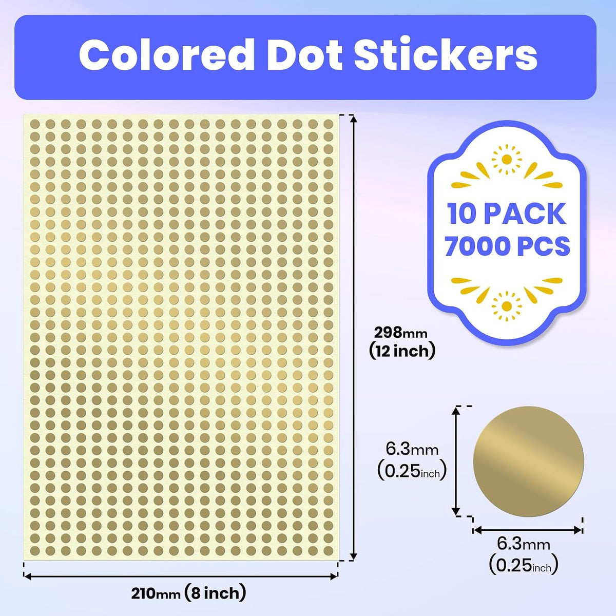 20 Colors Round Stickers 1/4 Inch Removable Vinyl Dot Label 7000 PCS