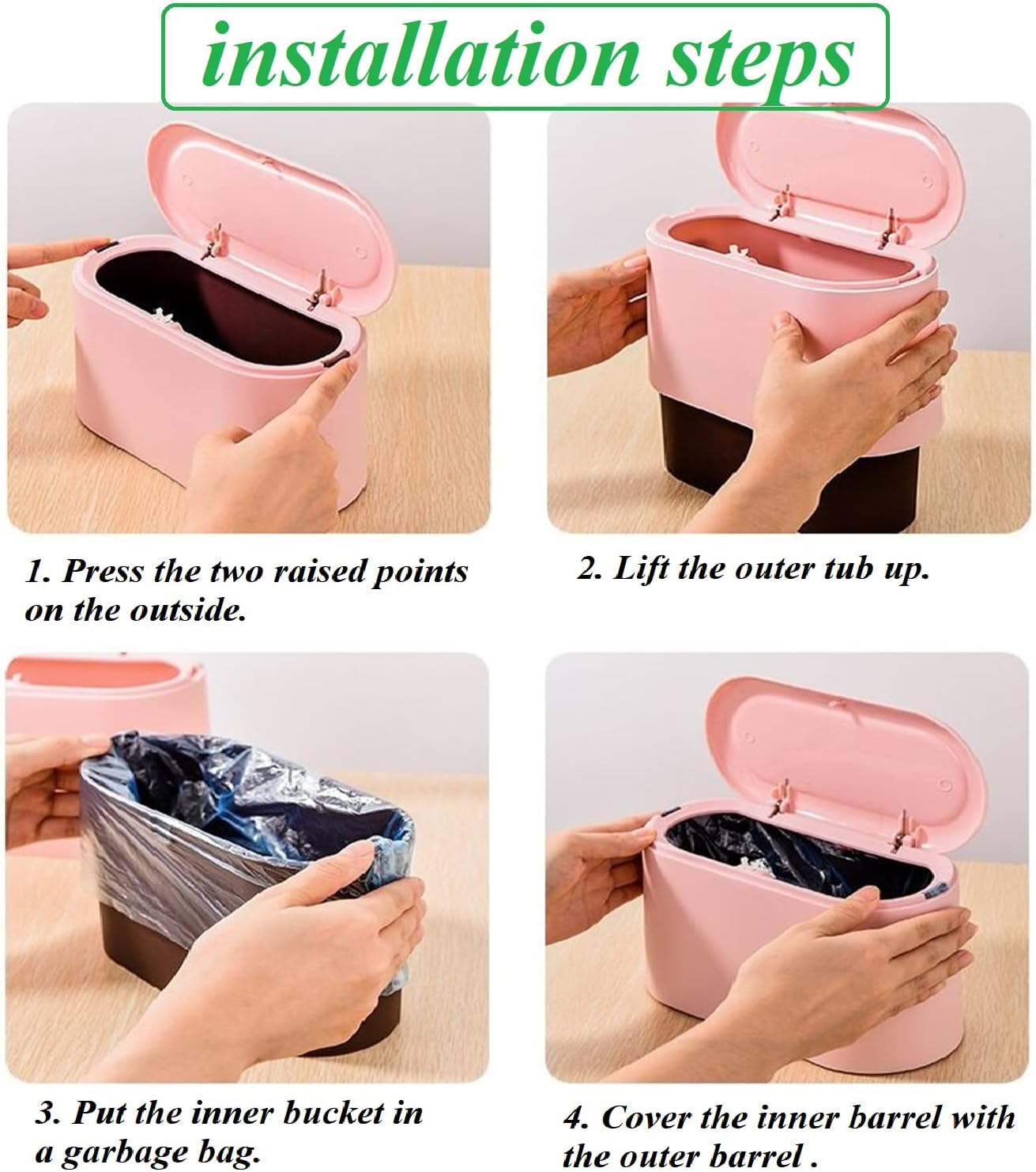 LTWQLing Mini Trash Can with Lid - Removable Small Garbage Can, Tiny Plastic Trash Bin, Pop Up Countertop Wastebasket, Counter Garbage Lint Bin for Bathroom,Office,Kitchen,Desk,Coffee Table(White)