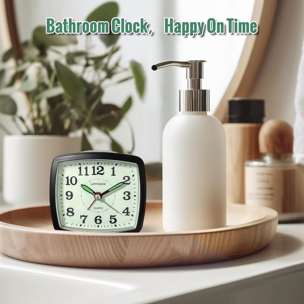 Lamisola Analog Travel Alarm Clock for Bedroom, Small Desk Clock Black
