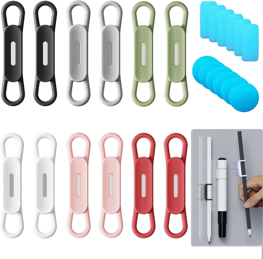 Freewindo 12 Pack Magnetic Pen Holder for Refrigerator, Silicone Magnetic Pencil Holder for Locker, Magnetic Dry Erase Marker Holder for Whiteboard, Desk, Clipboard (6 colour)