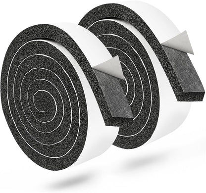 2 Rolls Foam Seal Tape for Door Window Insulation, Soundproof and Shockproof Foam Adhensive Strip, 3/8" Wx3/16 T Single Sided Foam Tape, Cold Air and Draft Closed Cell Seal Strip,Total 32FT