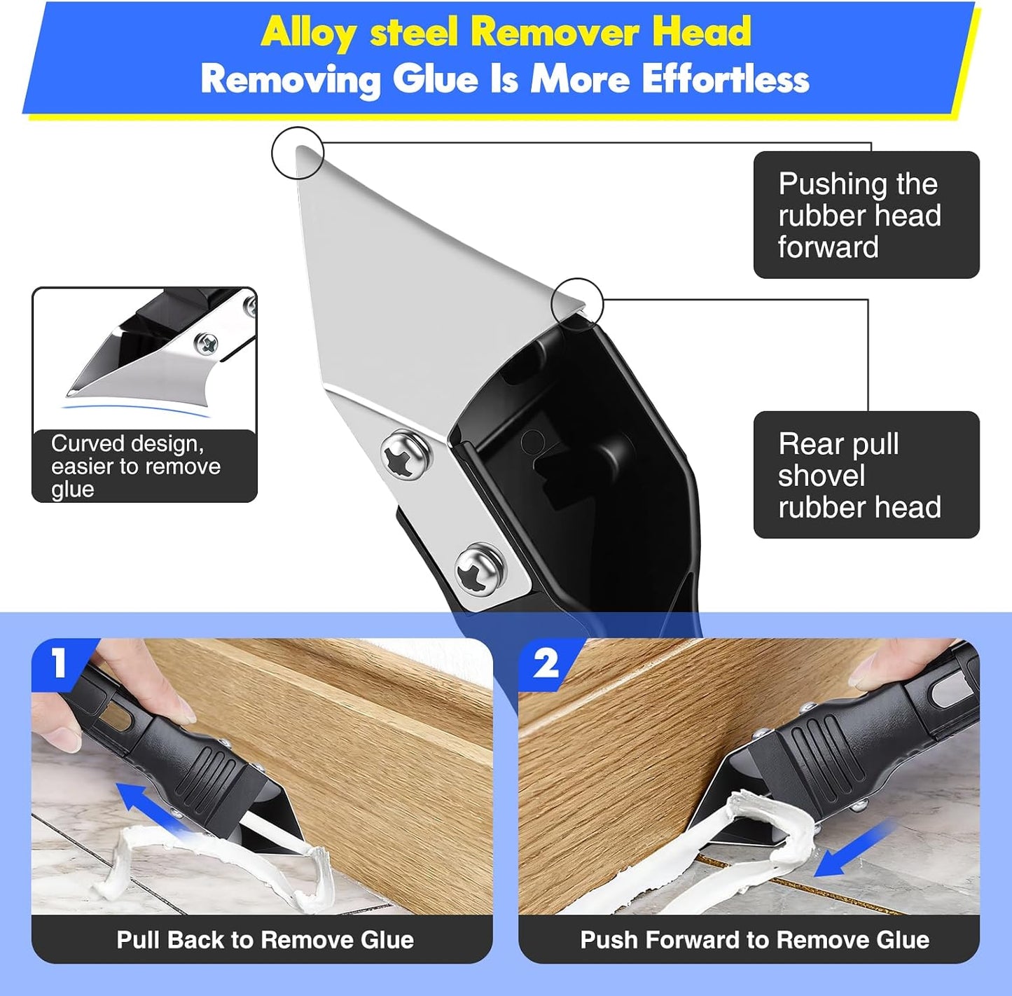 Caulking Tool 5 in 1, Caulk Remover & Silicone Sealant Finishing Kit with Grout Scraper and 6 Silicone Pads, Ideal for Kitchen, Bathroom, and Window Sealing