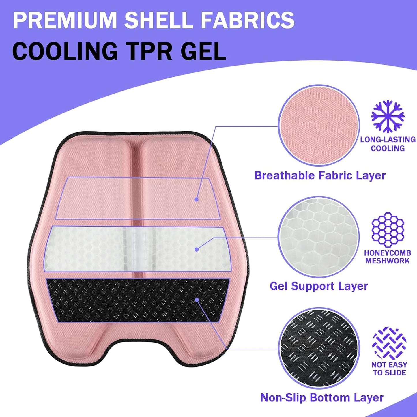 Soft Thin Gel Seat Cushion with 1 Inch Gel - Sciatica Relief | Black Non-Slip Pad for Car Seat Office Chair Wheelchair, Tailbone Pain Relief, Ideal for Long Drives or Sitting