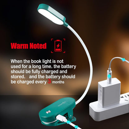 VAVOFO Rechargeable Book Light, 14 LEDs Eye Care Clip On Amber Reading Light for Bookworms Reading in Bed with 9 Colors 9 Brightness (Blue)