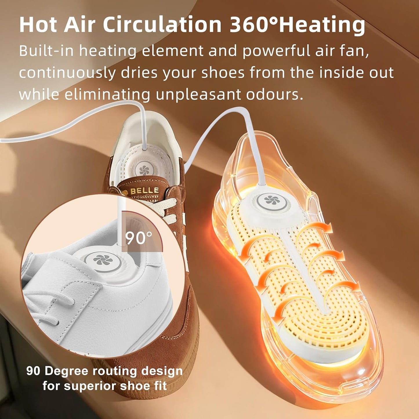 Electric Shoe Dryer, Footwear Dryers with 3/6/9 Hours Timer, Built-in Airflow Fan, Portable Dryers for Sneakers