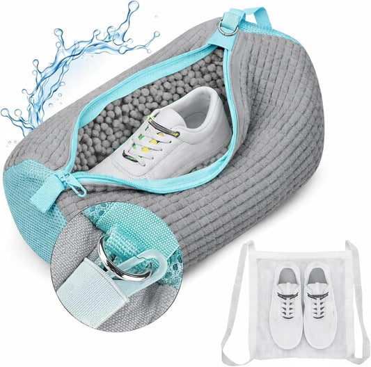 Shoe Washing Machine Bag, Shoe Laundry Bag for Washer and Dryer | 2 Pack Shoe Cleaning Bag for Sneakers & Tennis Shoes, XXL Size, Shoe Protection, Dry Bags, Zipper Hook, Travel & Dorm Storage