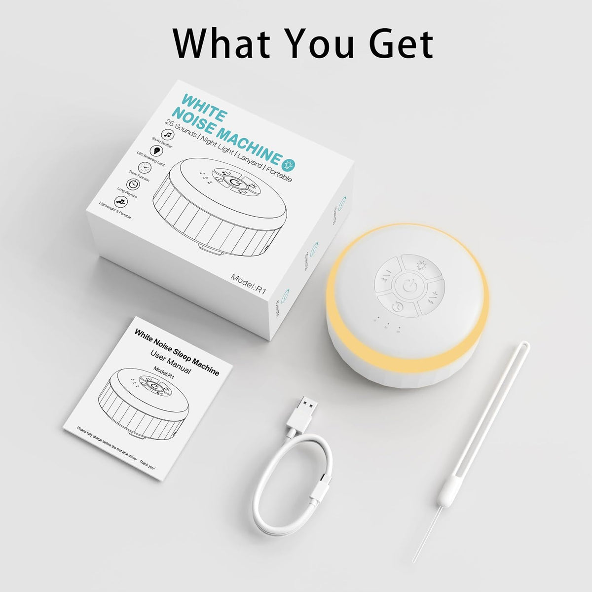 White Noise Sound Machine with Night Light for Sleep Baby Adults
