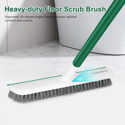 SetSail Floor Scrub Brush with 51-Inch Long Adjustable Handle 2 in 1 Scrape Brush Stiff Bristle Floor Scrubber for Cleaning Shower Bathroom Garage Kitchen Wall Deck Tub Tile | 2 in 1 Scrape Brush Stiff Bristle Floor Scrubber for Cleaning Shower Bathroom