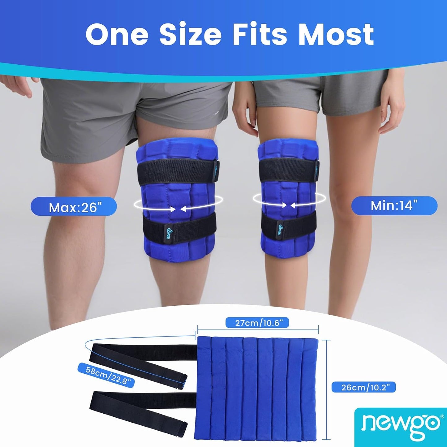 NEWGO Knee Ice Pack Wrap, Cold Therapy for Post-Op & Sports Injuries | 2-hour Long-lasting Cooling, No Pressure Design – Gentle on Post-op Knees, Reduces Swelling, ACL, and Sports Injury Pain