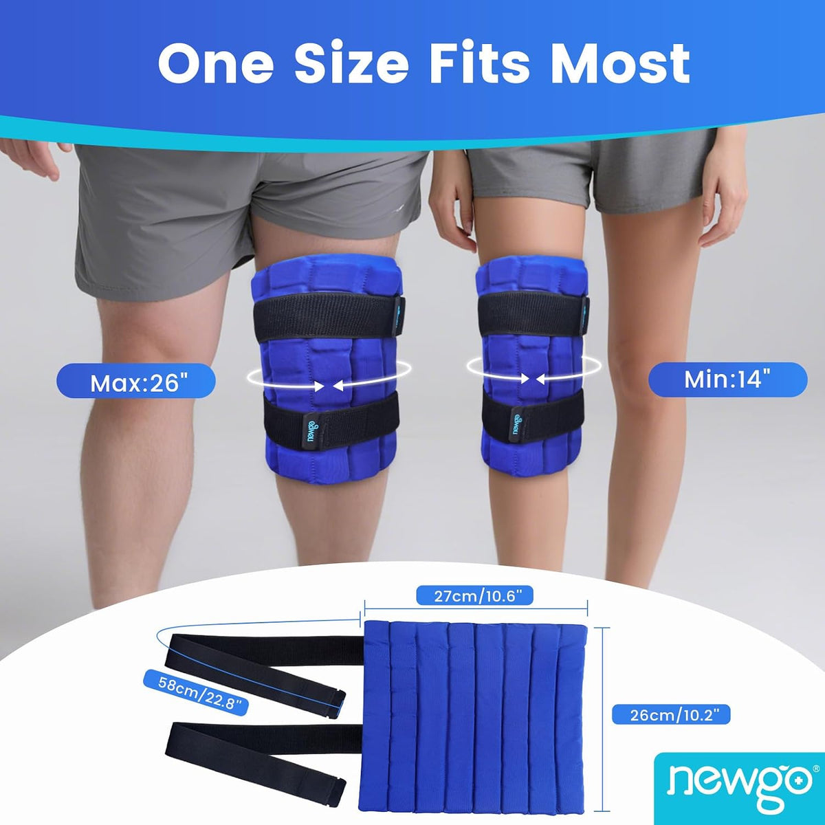 NEWGO Knee Ice Pack Wrap, Cold Therapy for Post-Op & Sports Injuries