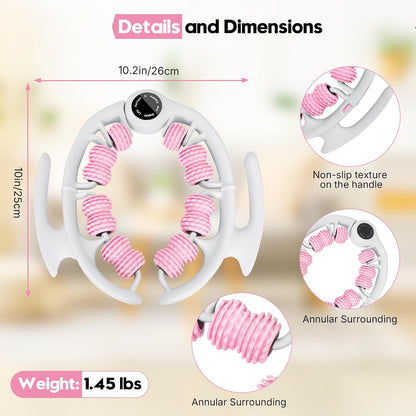 Anti-Cellulite Massage Roller with Handles for Legs & Thighs | Textured roller with detachable handles for legs, thighs and buttocks; compact design for easy storage.