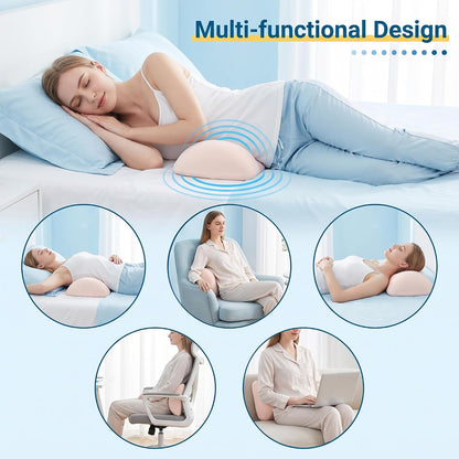 Lumbar Support Pillow for Sleeping,Premium Memory Foam Lower Back Pain Relief Bed Rest Support Pillows for Car Bed,Couch,Waist Support Care Cushion,Sleep Lumbar Pillow (Black Grey)