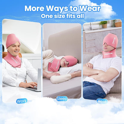 ONLYCARE Migraine Relief Cap, Headache Relief & Neck Ice Pack Wrap Gel Set | Upgrade Headache Cap and Shoulder Cold Pack, Hot & Cold Compress, FSA-HSA Eligible, Relief of Pain, Swelling, Office Pressure