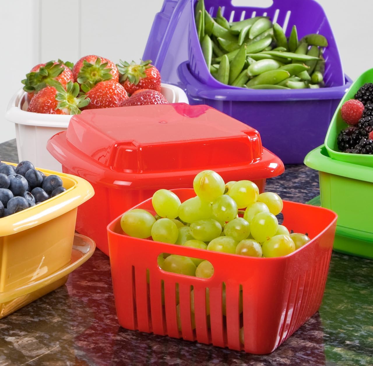 Hutzler 3-in-1 Berry Keeper Colander and Container, Keeps Berries Fresh Longer, 2 Pints, Apricot