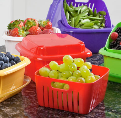 Hutzler 3-in-1 Berry Keeper Colander and Container, Keeps Berries Fresh Longer, 2 Pints, Apricot