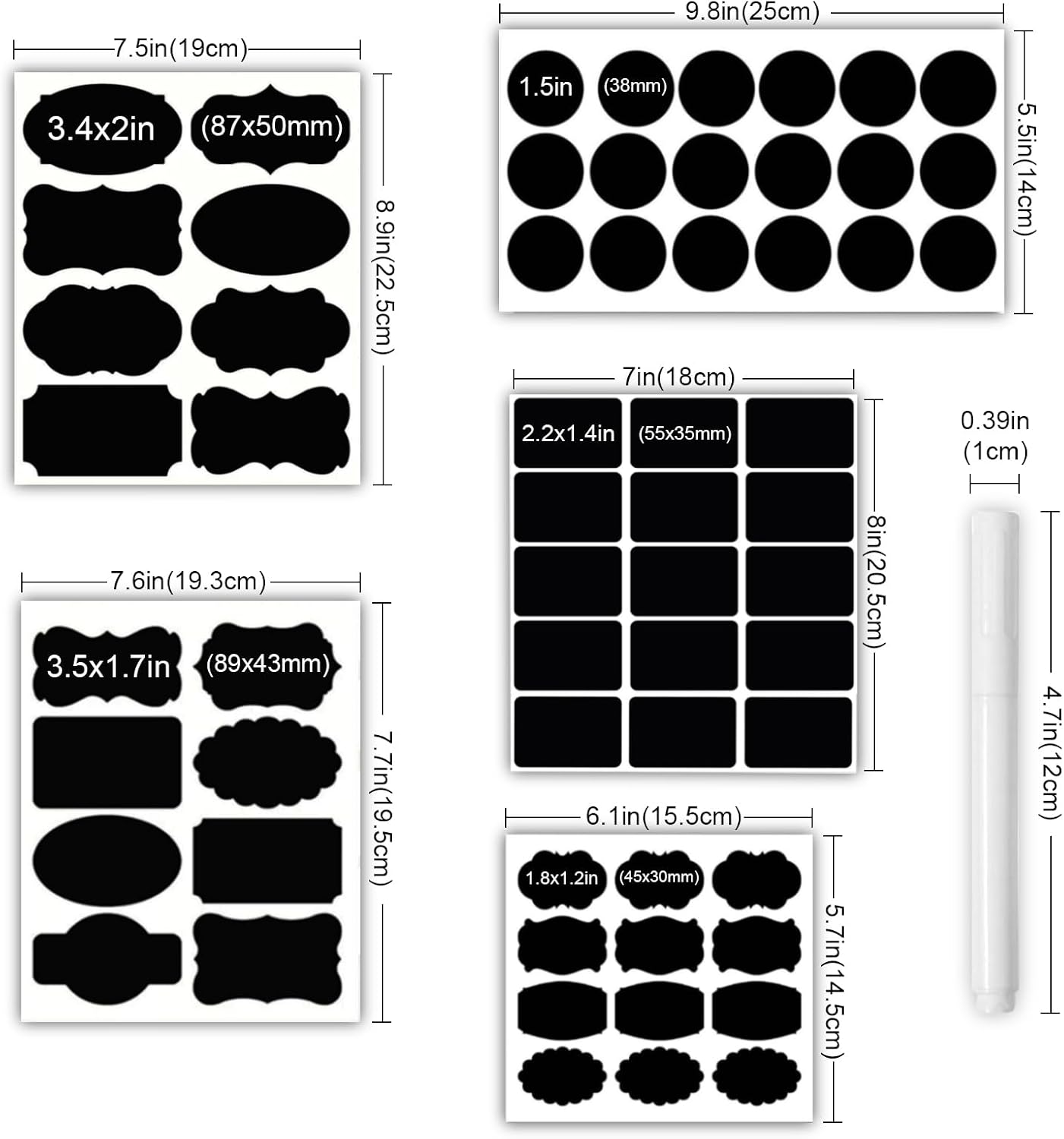 Chalkboard Labels 244 PCS, Waterproof Reusable Blackboard Stickers with 2 Chalk Marker, Erasable Handwritten Stickers or Food Containers, Mason Jars, Pantry, Bottles Storage Bins
