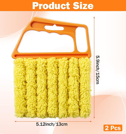 2 Pcs Blind Duster for Wood Blinds, 7 Finger Blind Cleaner Duster Tool | Microfiber & Washable for Easy Dusting (Orange)