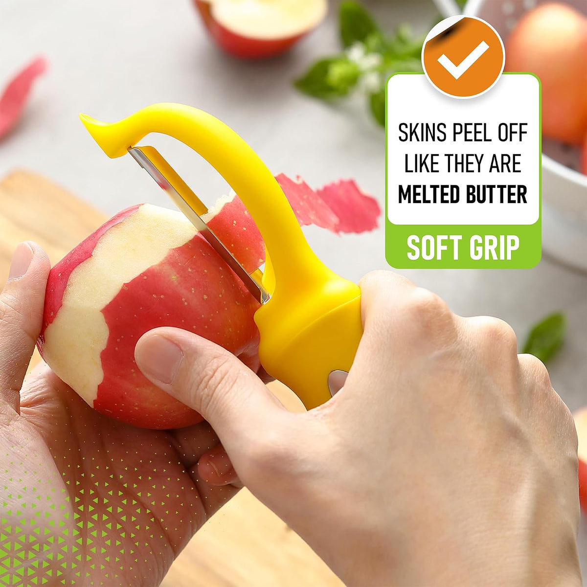 Spring Chef Swivel Potato Peeler for Kitchen with Ergonomic Handle, White