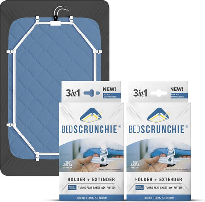 BED SCRUNCHIE Sheet Holder Straps - Heavy Duty Gripper Clips - Strengthened Parachute Cord - 360 Degree Bed Sheet Tightener - Strongest and Effective Extender - Fits All Mattress Sizes