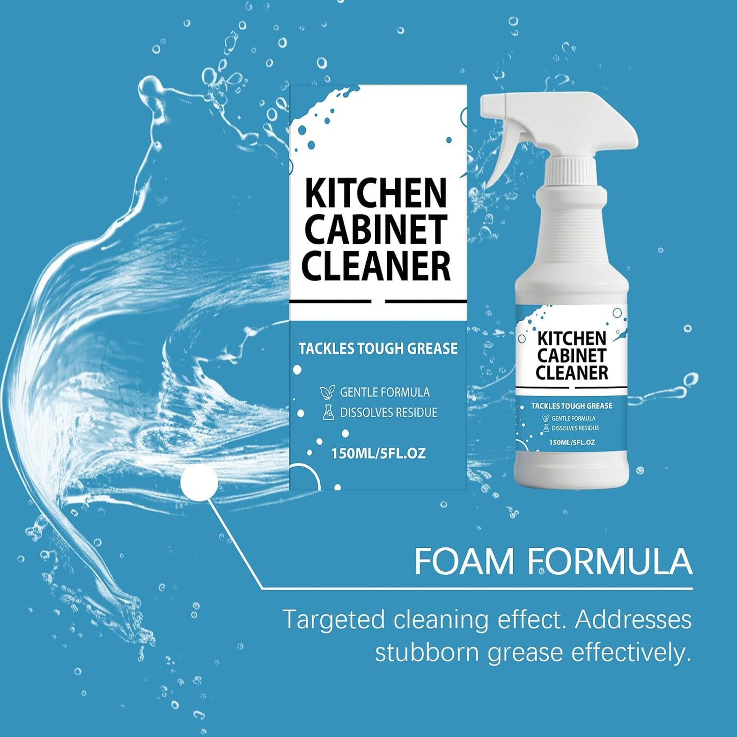Kitchen Cabinet Cleaner Spray 5 fl.oz, Degreaser, No-Rinse | Foam degreaser for wood & painted cabinets, stove tops & backsplashes; helps remove grease, oil & grime; no-rinse formula