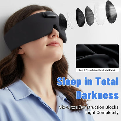 Heated Sleep Mask with Bluetooth Headphones, Cordless Rechargeable Heating Eye Mask with Adjustable Heart Timer Music, Washable Sleeping Mask with Bluetooth Headphones for Dry Eyes (Blue)