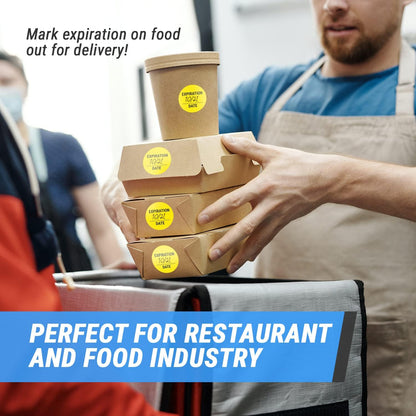 Sell By/Expiration Food Date Labels (1.5 inch, Round - 300 Labels) | Sell by Date Stickers for Food Service, Food Rotation, Best Before Prep Sticker with Writable Blank Space